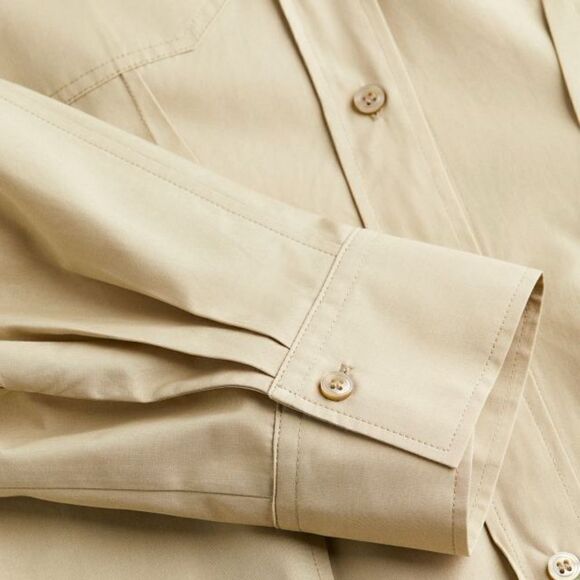 H&M Cotton Shirt Dress Beige New - Picture 6 of 7